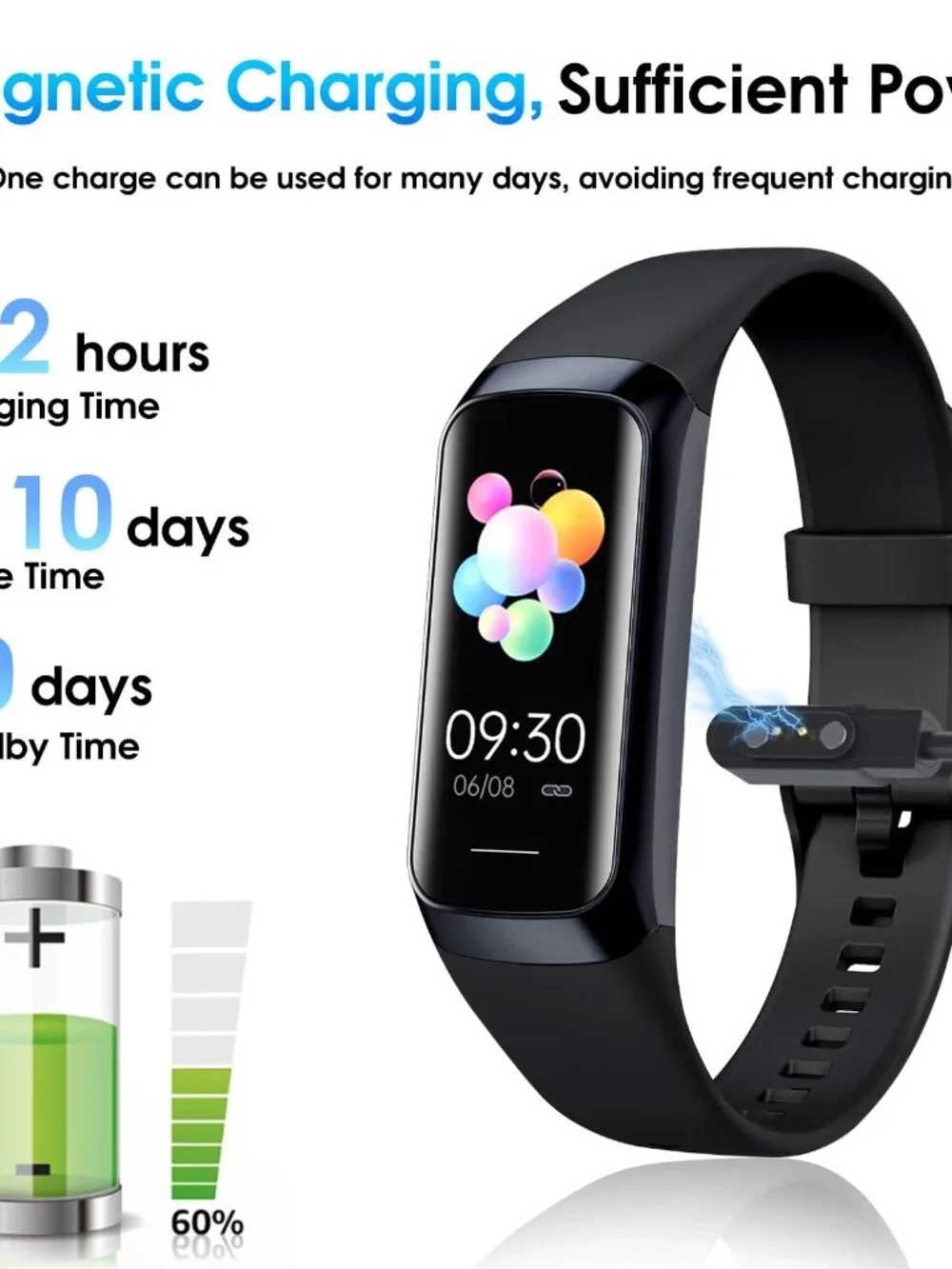 Bakoor Fitness Tracker with 24/7 Heart Rate Blood Oxygen Sleep Monitor, 1.10